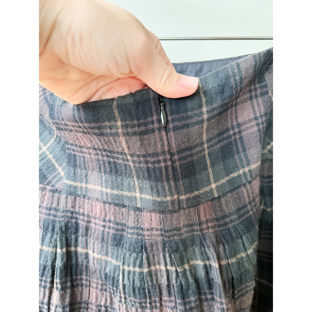 CABI Women's Vintage Brown/Black Plaid Seer Sucker Fit-n-Flare Skirt size 4 - Picture 5 of 8